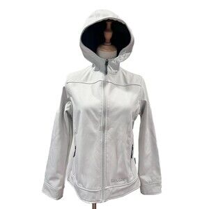 Landway Soft Shell Jacket Cream Beige Full Zip Hoodie Small Outerwear Active